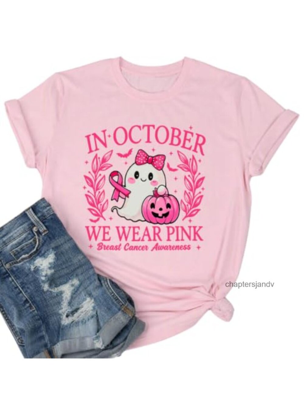 Breast Cancer Awareness T-Shirt Short Sleeve Crew Neck Letter Print